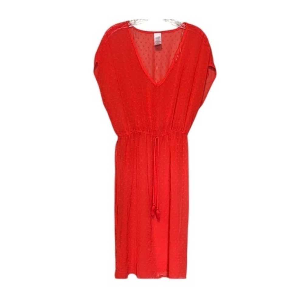 Time and Tru Red Sheer Swiss Dot Cover-Up Dress Womens size medium 8-10